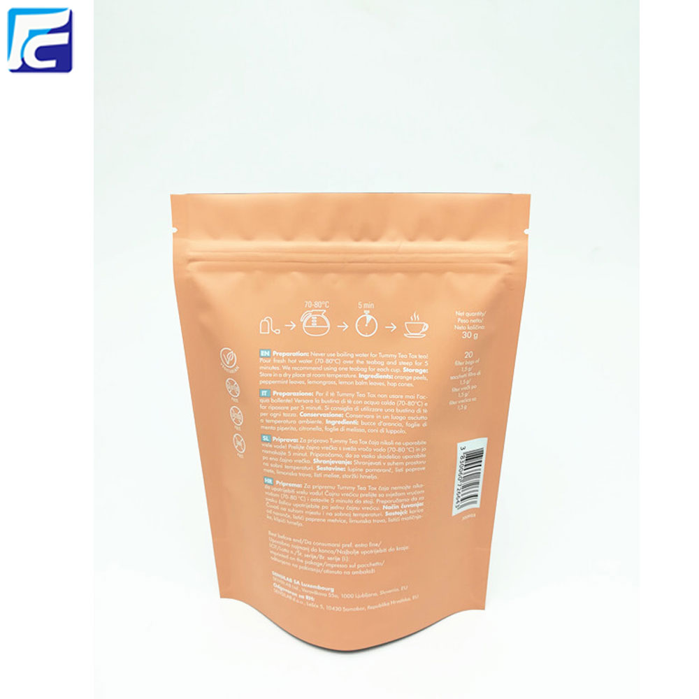 Customized coffee pouch aluminum ziplock bag for tea