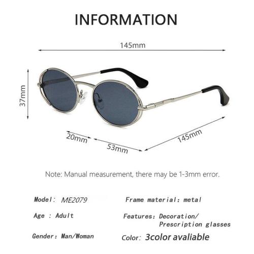UV400 Slim Metal Retro Oval Fashion Sunglasses ME2079