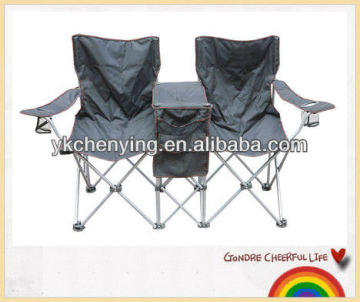Double camping chair with table