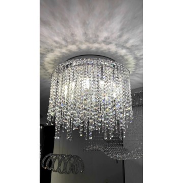 Iluminação moderna de lustre de teto baixo Cadeia Cadeia de iluminação de luxo Chandelier de cristal