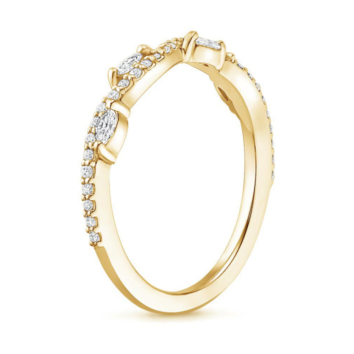 Verighă de nuntă cu diamante de laborator oval floral de 14K