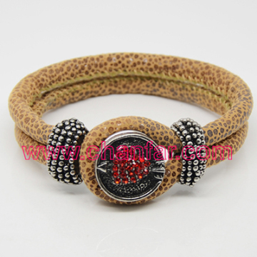 High quality alloy snap button double leather bracelet jewelry for Festival gift