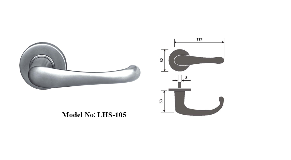 Stainless Steel Solid Door Handles on Round Rose