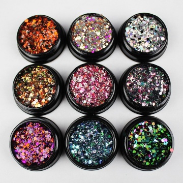Hete verkoop dikke glitter nagelstickers en charmes voor ultradunne persennagels