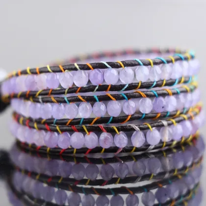 Xmas gift nice accessories 4mm round shape yellow jade gemstone bead wrap bracelet for women