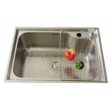 Single basin kitchen sink made of stainless steel