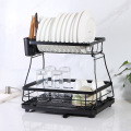 2 Tier Black Metal Dish Rack With Tray