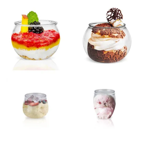 Hot Selling Transparent Round Disposable Dessert Cups with PET Lid