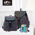 Custom wholesale fashion geometric luminous backpacks pu leather sports school students unisex backpacks travel laptop backpac