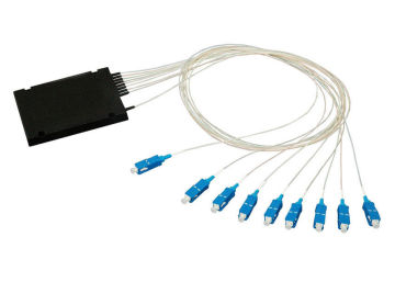 Abs Moudle Type Optical Plc Splitter 1 X 8 With Sc Connectors 0.9 Mm Cable