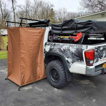 Durable Tarp Shower Tent with Side Awning for Car Camping and Toilet Use