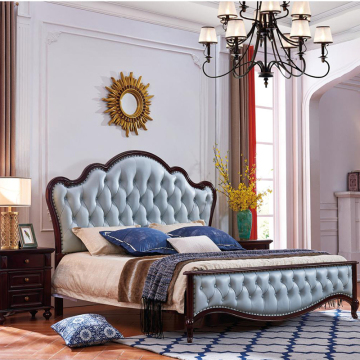 Solid Wood Bed Frame Easy Assembly Wooden Bedroom Furniture Bed with Vintage Headboard