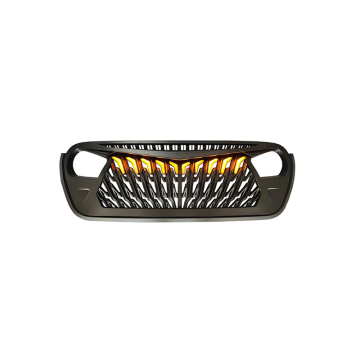 Off-road Rugged Eagle Wing Style ABS Front Grille with Amber Lights for Jeep Wrangler JL 2018-2024