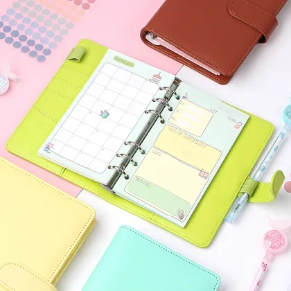 Korean Budget Style Legal Size Hardcover PU Leather Binder Notebook