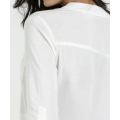Camisa de escritório blusa feminina de manga comprida com decote em V
