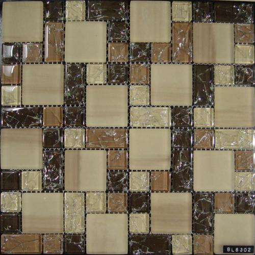 Beige Size Mixed Glass Mosaic Tile