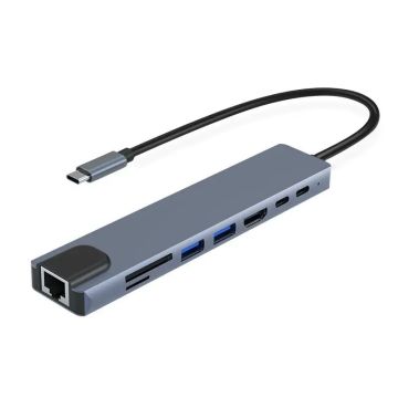 MacBook ve PC için SD/TF Kart Okuyucu ve PD Şarjı ile 8. USB C HUB