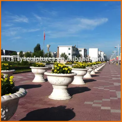 Lotus of large outdoor hand carved flower pot