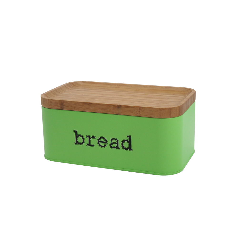 Caja de pan rectangular grande con tapa de bambú