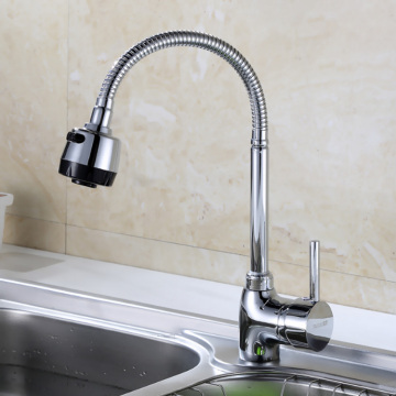 Chrome Flexible Spout Single Handle Kitchen Faucet