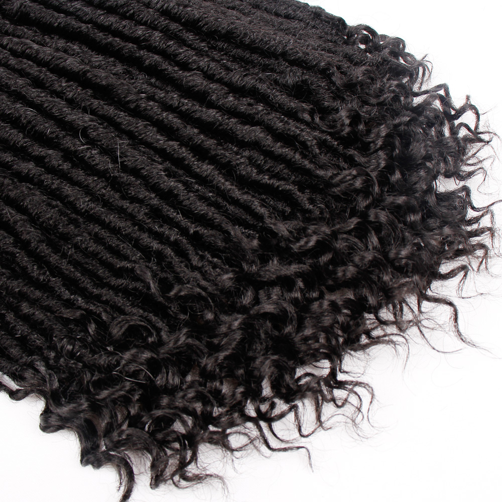 Black Star Goddess Locs Crochet Hair Faux Locs Crochet Hair Wavy Faux Locs with Curly Ends Synthetic Braiding Hair Extension