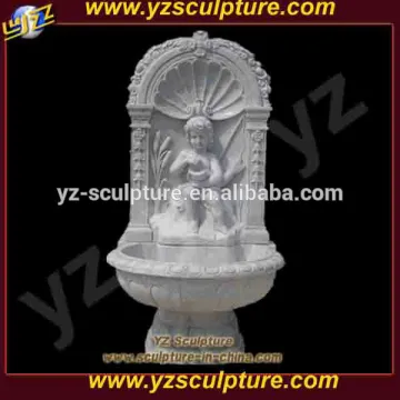 indoor decoration white marble wall fountain with child statue