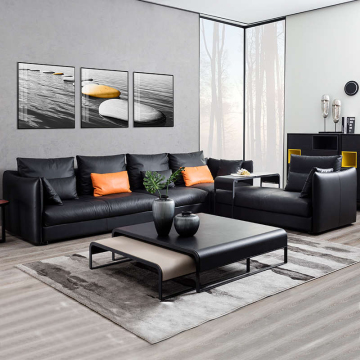 Moderner Metallmitte -Tisch mit MDF -Holzdesign - schwarzer Kaffeetisch für Wohnzimmer oder Villa
