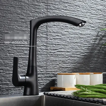Black L Shape Single Handle Kitchen Mixer