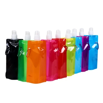 Solid Flexible 480ml Water Bottle with Carabiner for Outdoor Hiking
