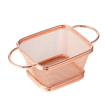 Gold Stainless Steel Deep Fryer Basket for French Fries and Snack Food
