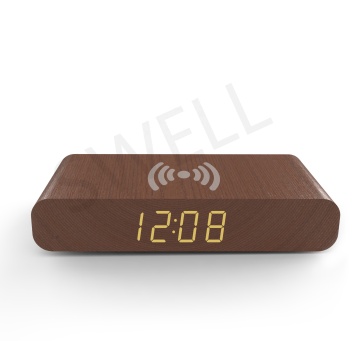 MDF Electronic LED Digital Clock with Temperature Display, Sounds, and Alarm Function