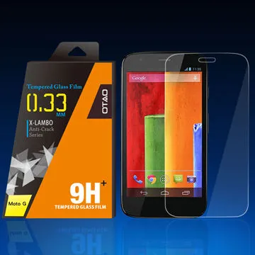 Anti crack anti fingerprint 0.33mm round angel tempered glass screen protector for Moto G