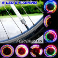 Coloré vélo vélo de robinet lumineux 5 led témoin de pneu de changement de couleur différente