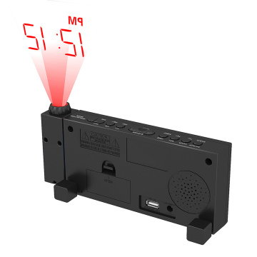 Het hete verkopen groot formaat LCD-scherm projectie USB-oplader FM-wekker