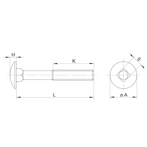 Drawing Round Head Square Neck Bolts Drawing