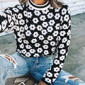 Pull à imprimé floral en tricot pour femmes