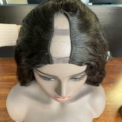 Wholesale 100 human hair u-part wig, body wave u part clip in wig, African American u part wigs for black women