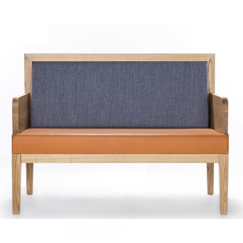 Cabine de madeira para sofá comercial em tecido de couro PU
