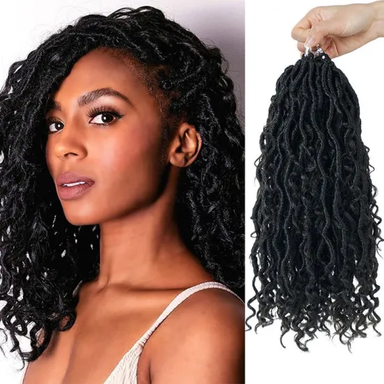 14 18 Inch Curly Faux River Locs Crochet Hair Extensions  Locs Crochet Goddess Faux Locs Braid