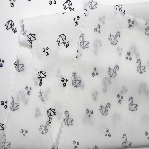 Paper Crane Printed With Rayon Plain Fabric