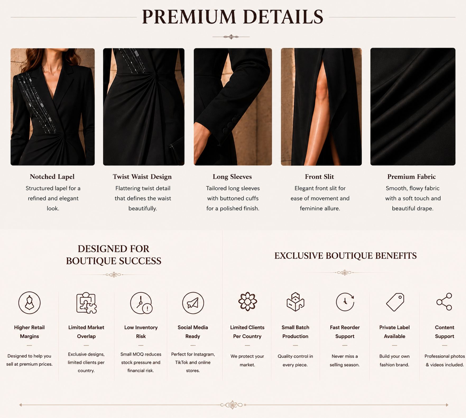 asymmetric black blazer maxi dress design details