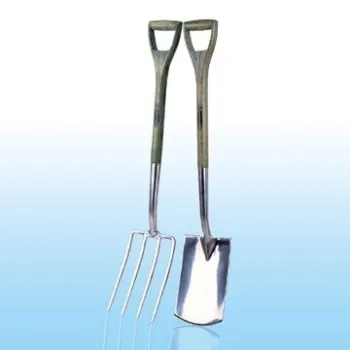 Stainless Steel Digging Spade, fork with Stained \"D\" Shape Ash Wood Ha