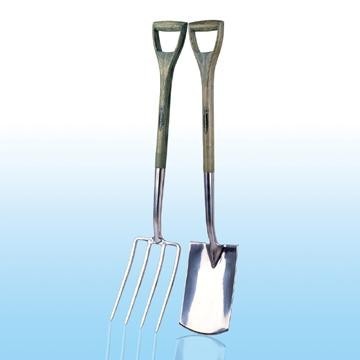 Stainless Steel Digging Spade, fork with Stained \"D\" Shape Ash Wood Ha