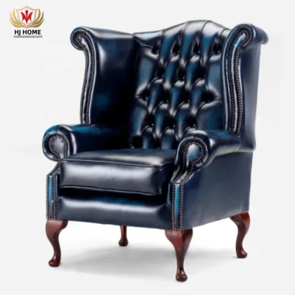HJ HOME Classic Wingback Queen Anne Armchair - High-Back Chesterfield Sofa Chair with Exposed Hardwood Legs
