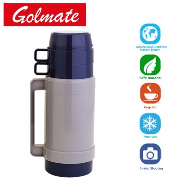 Glass liner Double cups isolation insulated thermal vacuum plastic thermos flask1.0L,1.8L