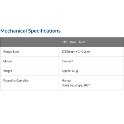Basler Industrial Lens 5MP - Original Basler Lens