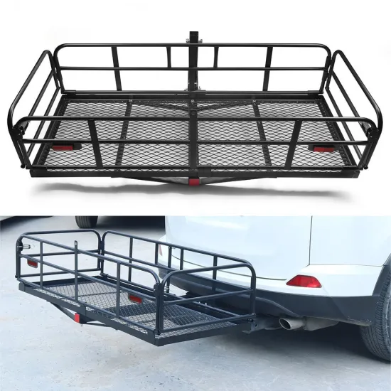 400 lbs Capacity Heavy Duty Hitch Mount Cargo Carrier with Folding Cargo Rack for Car and SUV - Ideal for Traveling and Luggage Transport