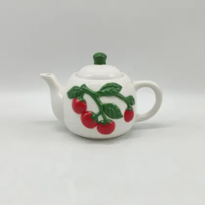 Cherry Embossed Ceramic Teapot