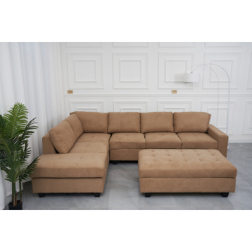 Sofa sudut kain ruang tamu dengan ottoman