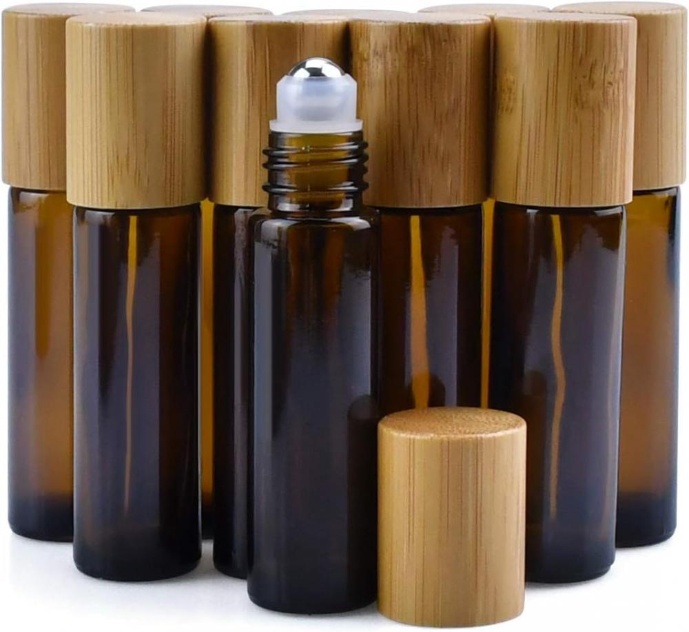 Roll On Glass Bottle With Bmaboo Wooden Cap